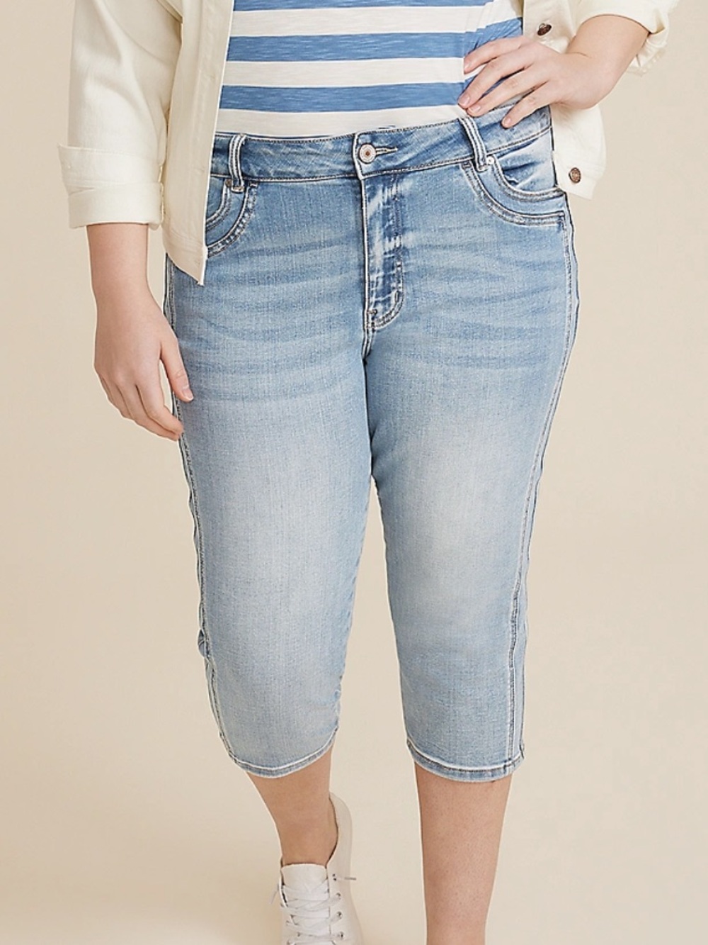 Plus Size KanCan Light High Rise Side Seam Capri